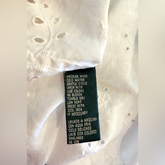 Lauren Ralph Lauren 100% Linen White Eyelet Top Shirt Scalloped Womens Plus 2X - Picture 8 of 12